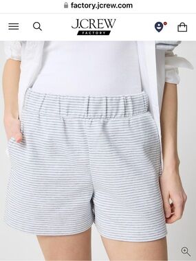 J. Crew Factory Light Gray and White Striped High-Waist Women's Shorts